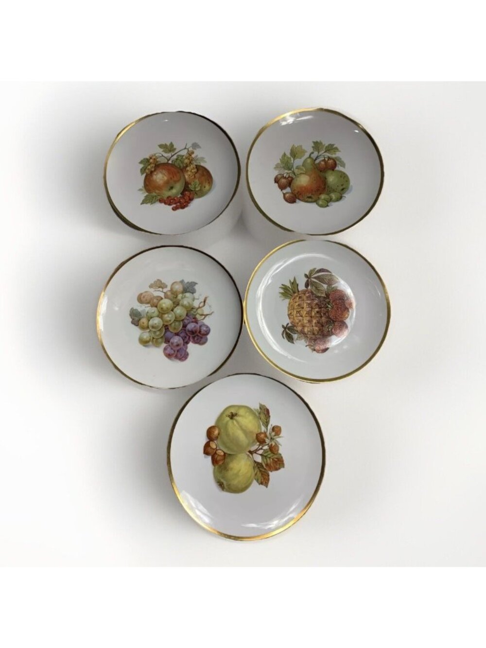 Lot of 5 Vintage Bavaria Germany Golden Crown E & R Harvest Fruit Plate